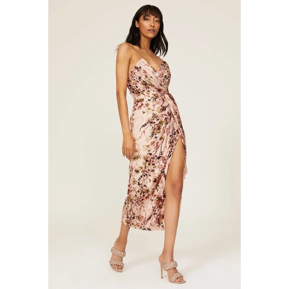 Katie May Pink and Brown Ruched Strapless Gown - Picture 5 of 13
